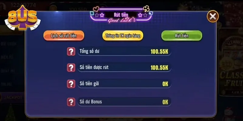 Điền nội dung rút tiền đầy đủ theo mẫu của sân chơi 8US Điền nội dung rút tiền đầy đủ theo mẫu của sân chơi 8US